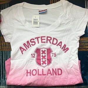 Amsterdam Holland Pink and White Women's Short Sleeve Tee